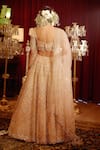 Shop_Shasha Gaba_Gold Organza, Shantoon Cutdana, Stone, Swarovski, Embroidered Bridal Lehenga Set _at_Aza_Fashions