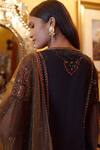 SHASHA GABA_Black Organza Embroidery Thread Jacket Round And Kurta Set _at_Aza_Fashions