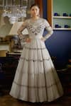 Buy_Shasha Gaba_Grey Organza Sequin Embroidered Gown_at_Aza_Fashions