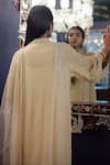 Shop_SHASHA GABA_Gold Shimmer Georgette Embroidery Dabka Mandarin Kurta Skirt Set _at_Aza_Fashions