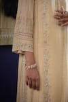 SHASHA GABA_Gold Shimmer Georgette Embroidery Dabka Mandarin Kurta Skirt Set _at_Aza_Fashions