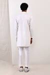 Shop_Bohame_White Linen Blend Plain Landon Overlap Kurta Set_at_Aza_Fashions