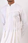 Buy_Bohame_White Linen Blend Plain Landon Overlap Kurta Set_Online_at_Aza_Fashions