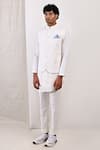 Buy_Bohame_White Linen Blend Plain Layne Bundi And Overlap Kurta Set _Online_at_Aza_Fashions