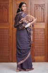 Shop_Dressfolk_Purple 100% Handloom Linen Handwoven Sharmila Saree _at_Aza_Fashions