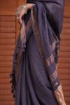 Buy_Dressfolk_Purple 100% Handloom Linen Handwoven Sharmila Saree _Online_at_Aza_Fashions
