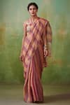 Buy_Dressfolk_Multi Color 100% Handloom Linen Handwoven Striped Idayah Saree _at_Aza_Fashions