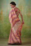 Shop_Dressfolk_Multi Color 100% Handloom Linen Handwoven Striped Idayah Saree _at_Aza_Fashions