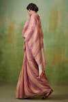 Dressfolk_Multi Color 100% Handloom Linen Handwoven Striped Idayah Saree _Online_at_Aza_Fashions