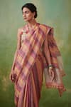 Buy_Dressfolk_Multi Color 100% Handloom Linen Handwoven Striped Idayah Saree _Online_at_Aza_Fashions