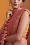 Buy_Dressfolk_Red 100% Handloom Linen Ishya Ombre Saree  _Online_at_Aza_Fashions