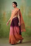 Dressfolk_Multi Color 100% Handloom Linen Aizah Ombre Saree  _Online_at_Aza_Fashions