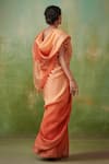 Shop Dressfolk Orange 100% Handloom Linen Zari Paakhi Ombre Saree With Running Blouse at Aza Fashions Shop_Dressfolk_Orange 100% Handloom Linen Zari Paakhi Ombre Saree With Running Blouse _at_Aza_Fashions
