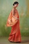 Dressfolk Orange 100% Handloom Linen Zari Paakhi Ombre Saree With Running Blouse Online at Aza Fashions Dressfolk_Orange 100% Handloom Linen Zari Paakhi Ombre Saree With Running Blouse _Online_at_Aza_Fashions