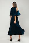 Shop_Gauri & Nainika_Green Velvet Cowl Neck Dress _at_Aza_Fashions