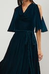 Buy_Gauri & Nainika_Green Velvet Cowl Neck Dress _Online_at_Aza_Fashions