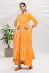 Buy_Adara Khan_Orange Velvet Tiered Anarkali Set _at_Aza_Fashions