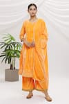 Buy_Adara Khan_Orange Velvet Embroidered Kurta Set _at_Aza_Fashions