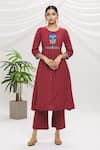 Buy_Adara Khan_Maroon Embroidered Kurta And Pant Set _at_Aza_Fashions