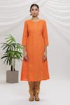 Adara Khan_Orange Foil Print Kurta Set _Online_at_Aza_Fashions