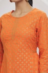 Shop_Adara Khan_Orange Foil Print Kurta Set _Online_at_Aza_Fashions