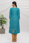 Shop_Adara Khan_Blue Geometric Print Kurta Set _at_Aza_Fashions