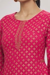 Shop_Adara Khan_Pink Foil Print Kurta Set _Online_at_Aza_Fashions