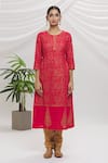 Adara Khan_Red Floral Print Kurta Set _Online_at_Aza_Fashions