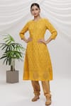 Buy_Adara Khan_Yellow Floral Print Kurta Set _at_Aza_Fashions