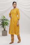 Buy_Adara Khan_Yellow Floral Print Kurta Set _Online_at_Aza_Fashions