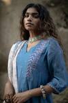 Pants and Pajamas_Pink Neelkamal Chanderi Dupatta_at_Aza_Fashions