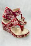 Shop_Rajasthani Stuff_Red Floral Embroidered Wedges _at_Aza_Fashions