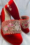 Shop_Shiveen Shiveen_Red Embroidery Vaari Wedges _at_Aza_Fashions