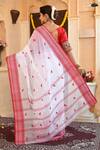 Shop_Samyukta Singhania_White Leaf Embroidered Saree _at_Aza_Fashions