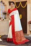 Buy_Samyukta Singhania_White Semi Silk Woven Paisley Saree For Women_at_Aza_Fashions