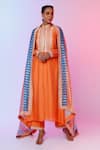 Buy_SVA by Sonam & Paras Modi_Orange Silk Embroidered Kurta Set_at_Aza_Fashions