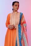 SVA by Sonam & Paras Modi_Orange Silk Embroidered Kurta Set_Online_at_Aza_Fashions