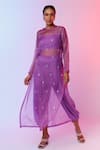 Buy_SVA by Sonam & Paras Modi_Purple Silk Lining Cotton And Satin Kurta Draped Pant Set  _at_Aza_Fashions