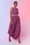 Buy_SVA by Sonam & Paras Modi_Purple Crepe Silk Lining Cotton And Satin Print & Embroidery Cowl Gown  _at_Aza_Fashions