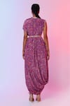 Shop_SVA by Sonam & Paras Modi_Purple Crepe Silk Lining Cotton And Satin Print & Embroidery Cowl Gown  _at_Aza_Fashions