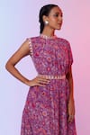 SVA by Sonam & Paras Modi_Purple Crepe Silk Lining Cotton And Satin Print & Embroidery Cowl Gown  _Online_at_Aza_Fashions