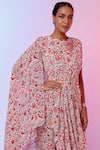 SVA by Sonam & Paras Modi_White Crepe Silk Lining Cotton And Satin Print Draped Kurta & Pant Set  _Online_at_Aza_Fashions