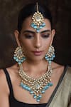 Swabhimann Blue Stones Kundan Embellished Necklace Set Online at Aza Fashions Swabhimann_Blue Stones Kundan Embellished Necklace Set _Online_at_Aza_Fashions