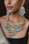 Shop Swabhimann Blue Stones Kundan Embellished Necklace Set Online at Aza Fashions Shop_Swabhimann_Blue Stones Kundan Embellished Necklace Set _Online_at_Aza_Fashions