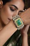 Shop_Swabhimann_Gold Plated Stones, Pearls Kundan Embellished Kada _Online_at_Aza_Fashions