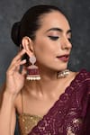 Buy_SWABHIMANN_Gold Plated Zirconia Embellished Jhumkis _at_Aza_Fashions