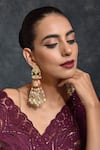 Shop_SWABHIMANN_Gold Plated Kundan Embellished Dangler Earrings _at_Aza_Fashions