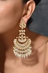 Shop_SWABHIMANN_Gold Plated Kundan And Pearls Embellished Dangler Earrings _Online_at_Aza_Fashions