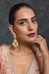 Shop_SWABHIMANN_Gold Plated Kundan And Pearls Embellished Dangler Earrings _at_Aza_Fashions