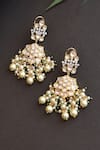 Buy_SWABHIMANN_Gold Plated Kundan And Pearls Embellished Dangler Earrings _at_Aza_Fashions